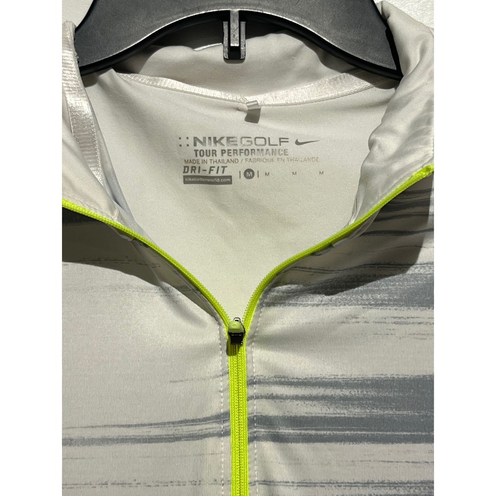 Nike Golf Tour Performance Womens M White Grey Neon Striped Dri-FIT Quarter Zip - Picture 2 of 10